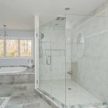 Super White Quartzite Master Bathroom