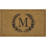Mohawk Home - Mohawk Home Laurel Monogram M Natural 2' X 3' Door Mat - Fashion and function meet in this stunning monogram doormat - ideal for porches, patios, mud rooms, garages, and more. Built tough with the dependable durability that you have come to trust from Mohawk, this mat is up for the challenge! Crafted in the U.S.A., these doormats feature an all-weather thick, coarse synthetic face, like natural coir, that is specially designed to trap dirt and absorb water. Finished with a sturdy, recycled rubber backing, this sustainable style is also ecofriendly and a perfect choice for the conscious consumer.