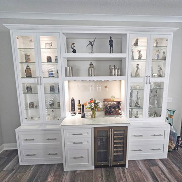 Shaker Home Bar with Glass Hutches & LED Accents