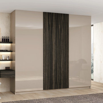Wooden & Gloss Sliding Wardrobe & Dressing Set Supplied by Inspired Elements