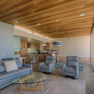 Living room with closed Panoramic Doors
