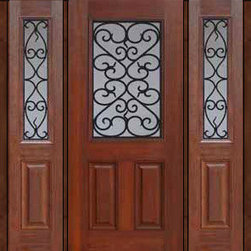 Prehung Sidelights Door 80 Fiberglass Palermo 1/2 Lite GBG Glass - Front Doors