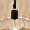 Round Cotton Slub Pleated Pendant Lamp With Scalloped Edge, Cream and White