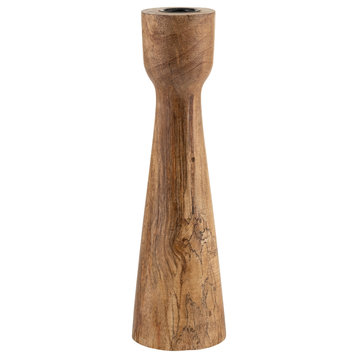Wood, 10"H Candle Holder, Brown