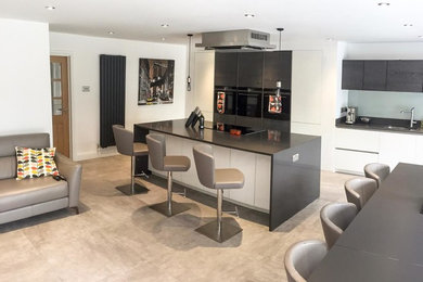 This is an example of a large contemporary single-wall kitchen/diner in Other with an island.