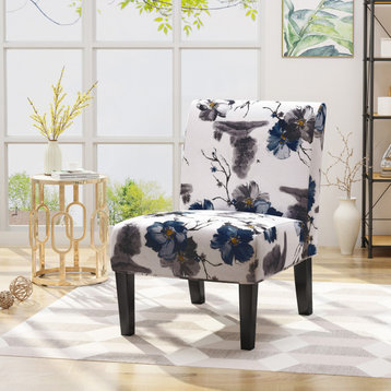 GDF Studio Kendal Fabric Grand Accent Chair, Print/Matte Black