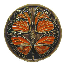 Inviting Home Inc. - Monarch Butterflies Knobs, Enameled Brass - Cabinet And Drawer Knobs