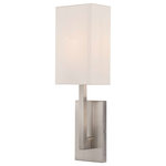 Livex Lighting - Livex Lighting Hayworth Brushed Nickel Light ADA Wall Sconce - Raise the style bar with a designer wall sconce in a handsome and versatile contemporary manner. This one light wall sconce comes in a brushed nickel finish with a rectangular off-white fabric hardback shade.