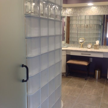 Frosted and clear glass block shower for a spa type experience in Columbus Ohio