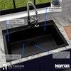 Karran Drop-In Quartz Composite 33" 1-Hole Single Bowl Kitchen Sink Kit, Black