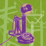 PopArtWorks - Candlestick Telephone Pop Art, 55x55 Rolled - Candlestick Telephone Pop Art poster - Giclee on canvas