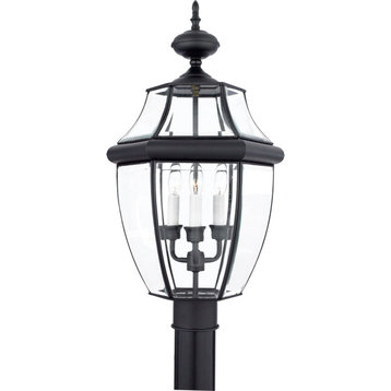 Quoizel NY9043K Three Light Outdoor Post Lantern, Mystic Black Finish