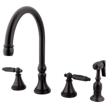 Widespread Kitchen Faucet With Swivel Spout & Side Sprayer, Oil Rubbed Bronze