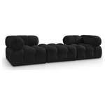 Meridian Furniture - Ames Boucle Fabric Modular Sofa, Black, 3-Piece: 2 Corner Chair, 1 Ottoman - Introduce a touch of modern sophistication to your living area with the exquisite Ames Boucle Fabric Sectional. With plush black boucle fabric and unique design, it will elevate the visual appeal of your living space. This elegant and captivating sectional can be mixed and matched with other pieces from the collection to create an endless array of stunning looks. So, get ready to transform your living area into an inviting and stylish haven with the Ames Boucle Fabric Sectional.