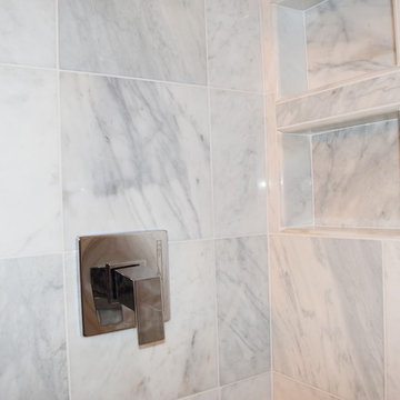 Traditional white Marble bath with Shadow Storm Granite!