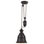 Elk Home - Farmhouse Oiled Bronze Pendant - Inspired By Antique Lighting, This Series Recalls Turn-Of The Century Design Where Simple Aesthetics And Mechanical Function Combined To Create Charming, Yet Versatile Fixtures. These Classic Pull-Downs Have A Decorative Weight That Counterbalances The Fixture For Easy Height Adjustability Anytime by Simply Pulling Down Or Lifting Up On The Fixture.