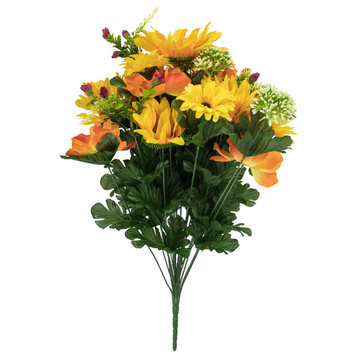 21.5" Yellow Sunflower and Daisy Artificial Floral Bush