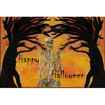Halloween Floor Mats Indoor Outdoor Rug, 24x36, Skeleton
