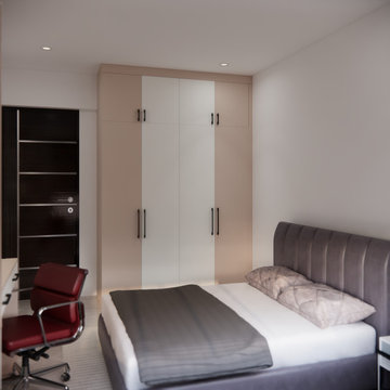 Minimalist Bedroom with Two-Tone Closet