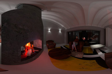 Example of a mountain style living room design in Other