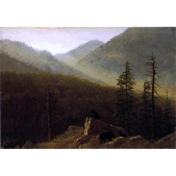 Albert Bierstadt Bears in the Wilderness, 18"x27" Wall Decal
