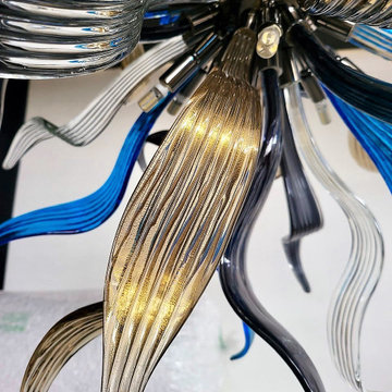 Custom Dalia Murano Chandelier - Multi Color with Polished Black Hardware