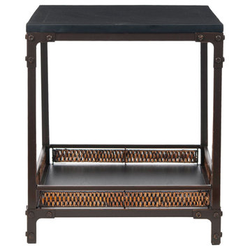 Rebekah End Table With Storage Shelf Black/Dark Walnut