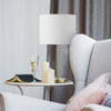 Versa 19" Matte Gold Table Lamp with White Linen Shade