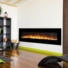 Erie 72" Black Ventless Heater Electric Wall Mounted Fireplace, Pebble