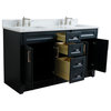 61" Double Sink Vanity, Dark Gray Finish And White Quartz And Rectangle Sink