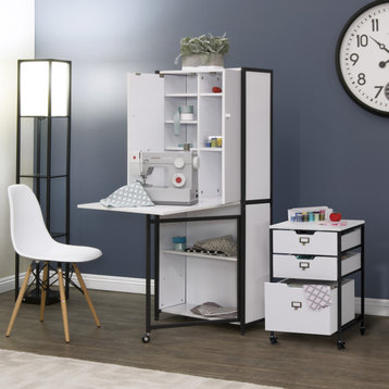 Sew Ready Craft, Office, Multi-use Armoire in Charcoal, White
