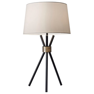 Benson 1 Light Table Lamp, Black With Antique Bronze Accent