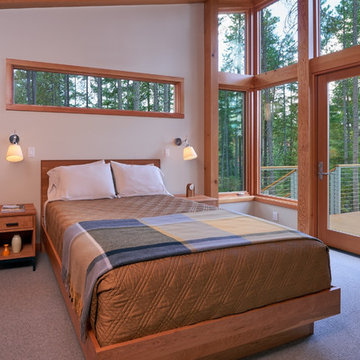 Horizontal window in the master bedroom, offering additional light and views.