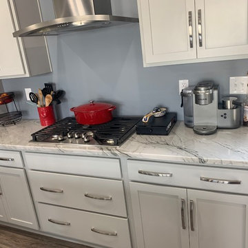White Kitchen in "Infinity White" Quartzite Countertops
