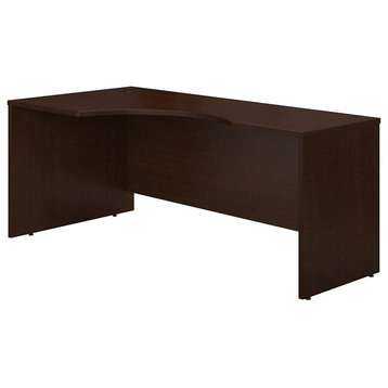 Corner Desk, Large Top With Curved Accent and Grommet, Mocha Cherry, Left Handed