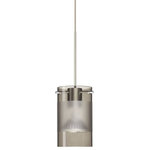 Besa Lighting - Besa Lighting 1XT-6524ES-LED-SN Scope - 4" 5W 1 LED Cord Pendant - Our Smoke/Frost glass is a colored transparent borosilicate glass, with a frosting carefully applied to conceal the light source. The glow has an edgy display that exudes an energetic mood, while the frost glows brightly from the lamping. When lit this gives off a light that is functional and vibrant. This handcrafted glass uses a process where every glass is consistently produced using an extrusion, keeping variations to a minimum. The 12V cord pendant fixture is equipped with a 10' braided coaxial cord with teflon jacket and a low profile flat monopoint canopy. These stylish and functional luminaries are offered in a beautiful brushed Bronze finish.  Canopy Included: TRUE  Shade Included: TRUE  Cord Length: 120.00  Canopy Diameter: 5 x 5 x 0 Dimable: TRUE  Eco-Friendly: TRUE  Color Temperaute:   Lumens: 300  CRI: 82  Rated Life: 25,000 HoursScope 4" 5W 1 LED Cord Pendant Satin Nickel Smoke/Frost Glass *UL Approved: YES *Energy Star Qualified: n/a  *ADA Certified: n/a  *Number of Lights: Lamp: 1-*Wattage:5w LED bulb(s) *Bulb Included:Yes *Bulb Type:LED *Finish Type:Satin Nickel