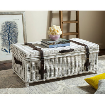 Beverly Rattan Coffee Table Trunk White