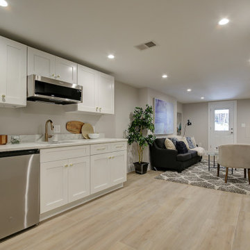 Basement remodel with bedroom space, closet space, living area, Irving