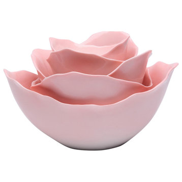 Pink Rose Set of 5 Stackable Bowls