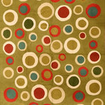 Kashmir Designs - Polka Dots 3ft x 5ft  Green Contemporary Wall Hanging Tapestry Rug Carpet Wool - This modern accent wall art / tapestry / rug is hand embroidered by the finest artisans in polka dots designs.These wall art / tapestry / rugs can be used to decorate the walls of your homes or to spice up the decor.