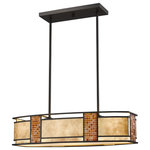 Z-lite - Z-Lite Z32-55IS Four Light Island/Billiard Parkwood Bronze - The Parkwood collection`s craftsman style motif features classic Bronze components and a Mica inner shade. Together they contrast beautifully with the stained glass mosaic creating a classic design.