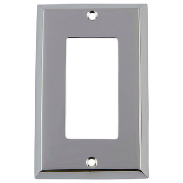 NW New York Switch Plate With Single Rocker, Bright Chrome