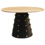 Meridian Furniture - Raven Brushed Gold Top Dining Table - Show off your contemporary side with this Raven dining table. An elegant design with a futuristic vibe makes this table a sure thing for adding to your modern decor. A matte black base is sleek and dramatic, and the gold knobs attached to it add additional visual interest to ensure the table's maximum visual impact. A brushed gold top adds room aplenty for resting a lamp or other items. Metal construction makes the table a long-lasting choice for your room.