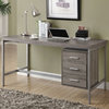 Dark Taupe Reclaimed-Look/Silver Metal 60in.L Office Desk