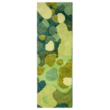 Moss feeling 3D Tufting area rug in green color, 2'7"x6'6"