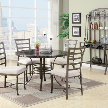 Daisy 5-Piece Dining Set, Black Faux Marble and Antique Bronze