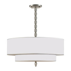 Luxo 5 Light Drum Shade Nickel Chandelier