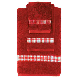 Sparkles Home Rhinestone 3 Piece Towel Set with Stripe Design
