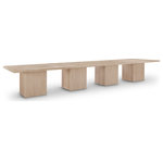 Meridian Furniture - Belinda Beech Wood and Oak Veneer  Dining Table, Oak, 54" W X 216" D, 4 Tables - Even the smallest, most intimate dinner feels like an event when you're seated at this Belinda natural modular dining table. Crafted with a solid wood base and a natural finish oak wood veneer MDF top, its square top with fluted base exudes contemporary charm. The table top's thickness and natural wood grain variations add unique character, ensuring each piece is one-of-a-kind. Modular to create infinite configurations, it blends functionality with style for memorable dining experiences in any space.