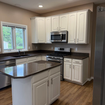 White Kitchen Cabinet Refinishing with Grain Filling – Fairport